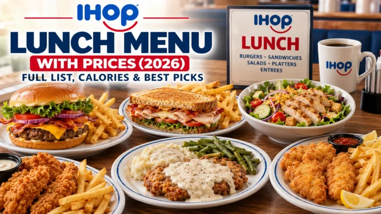 Delicious IHOP lunch menu spread