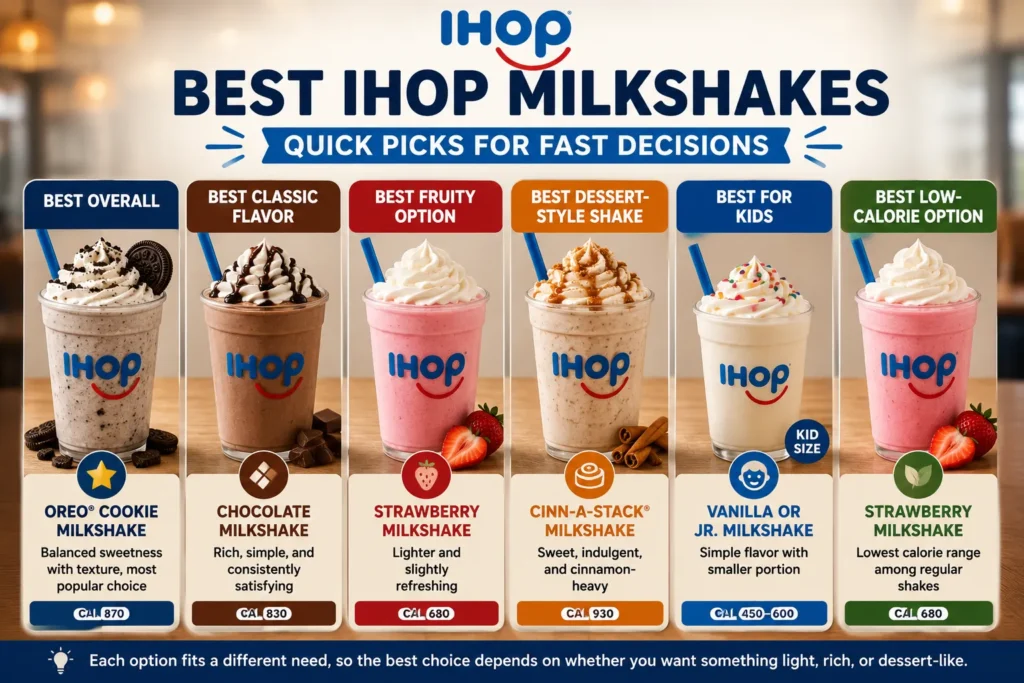IHOP milkshake menu picks