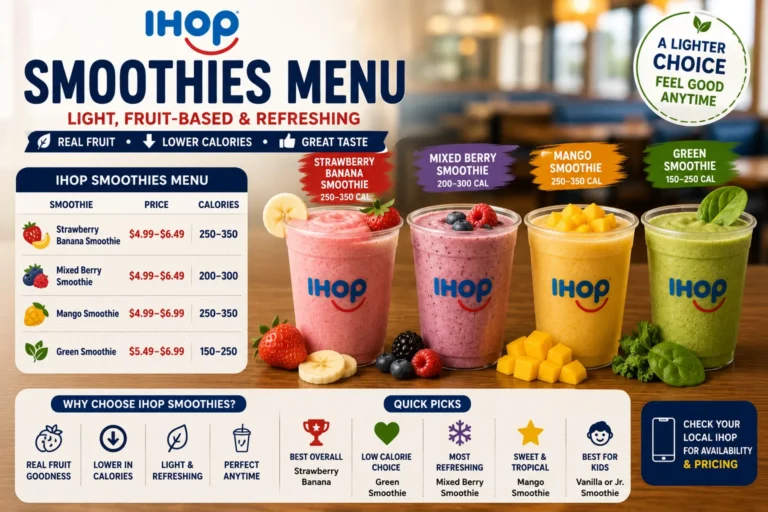 IHOP smoothies menu